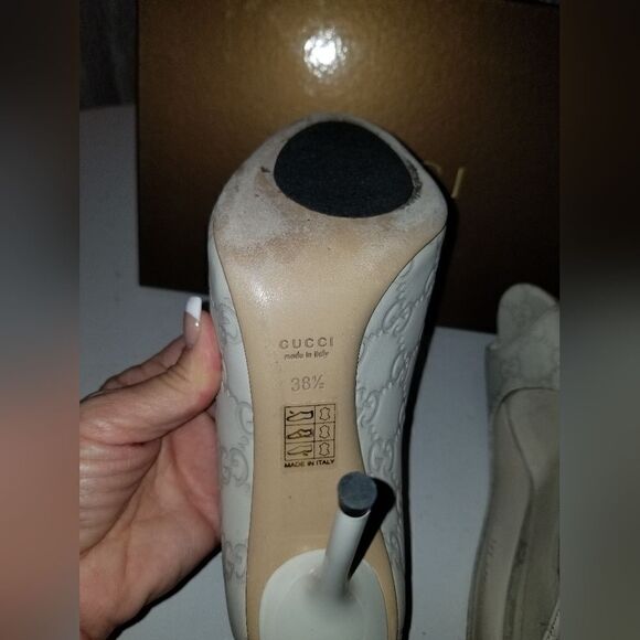 Gucci Guccissima GG Logo Pink Peep Toe Pumps Heels  authentic - Picture 5 of 16